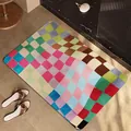 Tappetino bagno in fango di diatomee a scacchi colorati, antiscivolo per doccia e ingresso. - Rettangolo / 40*60cm (Standard 2.5MM) / Griglia Puzzle Multicolore