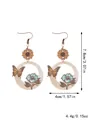 Western style wooden sunflower earrings with butterfly and blue flower detail - Sunflower and Butterfly Pattern (11691)