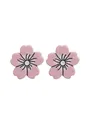 Handcrafted minimalist pink wooden cherry blossom flower pattern stud earrings for women - Pink Flower Pattern (11681)