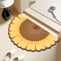 Charmante Saugfähige Badezimmermatte mit Sonnenblumenmuster in Halbmondform - 40*60cm / Standard Kieselalgen-Schlamm / Sonnenblumenmuster B