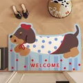 Αντιολισθητικό πατάκι εισόδου με σχέδιο σκύλου κινουμένων σχεδίων σε μπλε και καφέ - Σκύλος με Πουά / 40x60cm