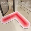 L-shaped absorbent leather bathroom mat with pink gradient design and Only Love text - 90*90cm / Gradient Pink-D