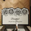 Elegante zerbino in pelle con design floreale e scritta 'Beautiful' in stile francese - Fiore in Boccio / 80*120CM
