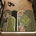 Elegant vintage green entrance mat featuring detailed oriental patterns and arch designs. - 40*60cm / Ancient Garden Scroll