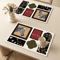 Vintage style waterproof leather placemats featuring a zebra and floral collage design - Light Luxury Patchwork Style B / 30x50cm (Single Pack)