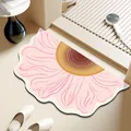 Weiche rosa blumenförmige rutschfeste Badematte in cremefarbenem Badezimmerdekor - 40*60cm / Standard Kieselalgen-Schlamm / Cremefarbenes Rosa Blumenmuster C