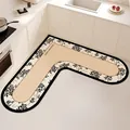 Elegante alfombra de cocina de tierra de diatomeas en forma de L con motivos florales - 60*60*25cm (3.5 Tierra de Diatomeas Espesada) / Rama Negra
