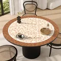 French style round PVC leather table mat with floral pattern and Simple Love text - Diameter 40CM / Style B