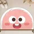 Cute pink cartoon monster bath mat, semi-circular absorbent non-slip door rug for bathroom - 40x60cm Standard Diatom Mud / Pink (Cartoon Hairball Style A)