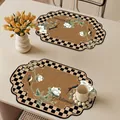 French vintage style waterproof leather placemat with floral and bird pattern - Style B (Irregular Shape) / 30x50cm