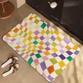 Tappetino da bagno colorato in farina fossile con superficie antiscivolo per il bagno - Rettangolo / 40*60cm (Standard 2.5MM) / Scacchiera Arcobaleno Sognante