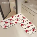 Absorbent L-shaped leather bathroom floor mat with romantic heart pattern design - 50*50CM / L-Shaped / Cream White Hearts (F)