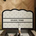 Zerbino francese in pelle beige con stampa ENJOY TIME e motivo a rombi antiscivolo - Motivo a Rombi / 80*120CM
