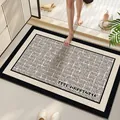 Tappetino da bagno assorbente a scacchi con scritta FEEL HAPPINESS per porta del bagno - Felicità a Griglia - Quadrato