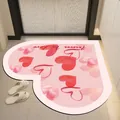 Sweet pink heart-shaped absorbent leather floor mat featuring Forever In Love script design - 50*50CM / Gradient Heart Style-B