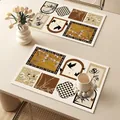 Vintage French style leather placemats featuring bird and floral pattern on table - Light Luxury Patchwork Style D / 30x50cm (Single Pack)