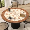 French floral round table mat in PVC leather waterproof oil-proof design - Diameter 40CM / Style A