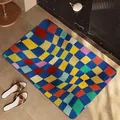 Tappetino da bagno assorbente in terra di diatomee con motivo a scacchi colorati - Rettangolo / 40*60cm (Standard 2.5MM) / Ritmo Griglia in Tono Blu