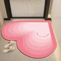 Modern heart-shaped pink gradient anti-slip absorbent leather mat for bathroom entrance - 50*50CM / Gradient Heart Style-C