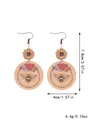 Western style wooden drop earrings with sunflower, bee and rose patterns for women - Bee Rose Sunflower (11692)
