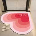 Heart-shaped pink gradient absorbent leather bath mat with Only Love printed text - 50*50CM / Gradient Heart Style-D
