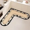 Elegante alfombra de cocina en forma de L con flores negras y cita en inglés - 60*60*25cm (3.5 Tierra de Diatomeas Espesada) / Rama Floral