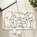 Alfombra de baño antideslizante minimalista con lindos dibujos de gatos para entrada - Lodo de Diatomeas Estándar / Gato de Boceto-Blanco / 40*60cm