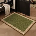High-end green diatom mud doormat featuring floral patterns and English text border - 40*60cm / Peony Pattern