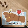 Cartoon dachshund doormat with 'HAPPY DAY' text, durable silk loop indoor mat - Sausage Dog Style C / 40*60cm