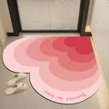 Heart shaped gradient pink absorbent leather floor mat with Forever in love text - 50*50CM / Gradient Heart Style-E