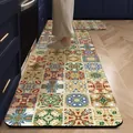 Boheems vintage keukenloper met kleurrijk tegelpatroon en antislip achterzijde - Kleurrijke Bloesem
