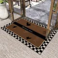 Vintage brown silk loop entryway doormat with Welcome Home text and bird pattern - Vintage Style H (Rectangular)