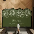 Elegante tappeto in pelle verde stile francese con motivi floreali di peonia bianca - Fiori Verdi / 80*120CM