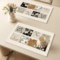 Elegant vintage floral leather placemats set of 2 for luxury dining table decor - Light Luxury Patchwork Style G