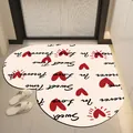 Heart-shaped absorbent leather bathroom mat featuring romantic red hearts and script typography - 50*50CM / Gradient Heart Style-F