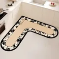 Alfombra de cocina absorbente en L con elegante diseño floral - 60x60x25cm / Estilo Engrosado de 3,5 mm / Estampado Floral