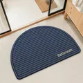 Non-slip semicircular navy blue absorbent diatom mud bathroom mat with striped texture - 40*60cm / Thick Absorbent Non-Slip / Blue - Semicircle