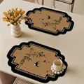Französisches Retro-Leder-Tischset mit Vogelmuster, wasserfest und hitzebeständig - Stil G (Unregelmäßige Form)