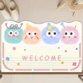 Cute colorful cartoon character anti-slip absorbent bathroom mat featuring Welcome text - 40x60cm Standard Diatom Mud / Multicolor (Cartoon Hairball Style B)