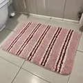 Absorberende gestreepte badmat met antislip achterkant voor badkamervloer decoratie - 40x60cm / Roze