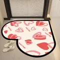 Absorbent heart-shaped leather non-slip bath mat with Sweet Time pattern for bathroom - 50*50CM / Gradient Heart Style-A