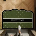 Tappetino in pelle verde scuro vintage con motivo a giglio e stampa Enjoy Time - Stile a Griglia Francese (Verde Semplice) / 40x60cm / Verde Scuro