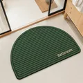 Green semi-circle diatom mud absorbent bathroom mat with striped pattern - 40*60cm / Thick Absorbent Non-Slip / Green - Semicircle