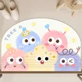 Semi-circle bathroom mat with cute colorful cartoon monsters and non-slip bottom - 40x60cm Standard Diatom Mud / Multicolor (Cartoon Hairball Style C)