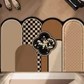 Tappeto d'ingresso antiscivolo in pelle PVC stile Mid-century con design floreale - Stile Metà Secolo Irregolare R