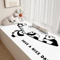 Cream-colored Belgian velvet bay window mat with panda print and Have a Nice Day text - 40*80cm / Cream Cartoon Style G