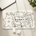 Alfombrilla de baño blanca absorbente antideslizante con patrón de conejo - Lodo de Diatomeas Estándar / Conejo de Boceto-Blanco / 40*60cm