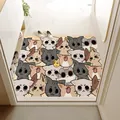 Tappeto d'ingresso in PVC lavabile con simpatici gatti dei cartoni animati e antiscivolo - 80*120CM / Gatti Impilati - Centro