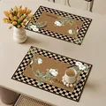 Französisches Vintage-Tischset aus Leder mit Blumenmuster und Schachbrett-Design - Stil B (Rechteckig)