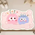Cute cartoon bathroom mat with fluffy monsters and pink cloud design for home decor - 40*60cm (Normal Diatomite) / Pink and Blue Hairball Monster (Style-D)